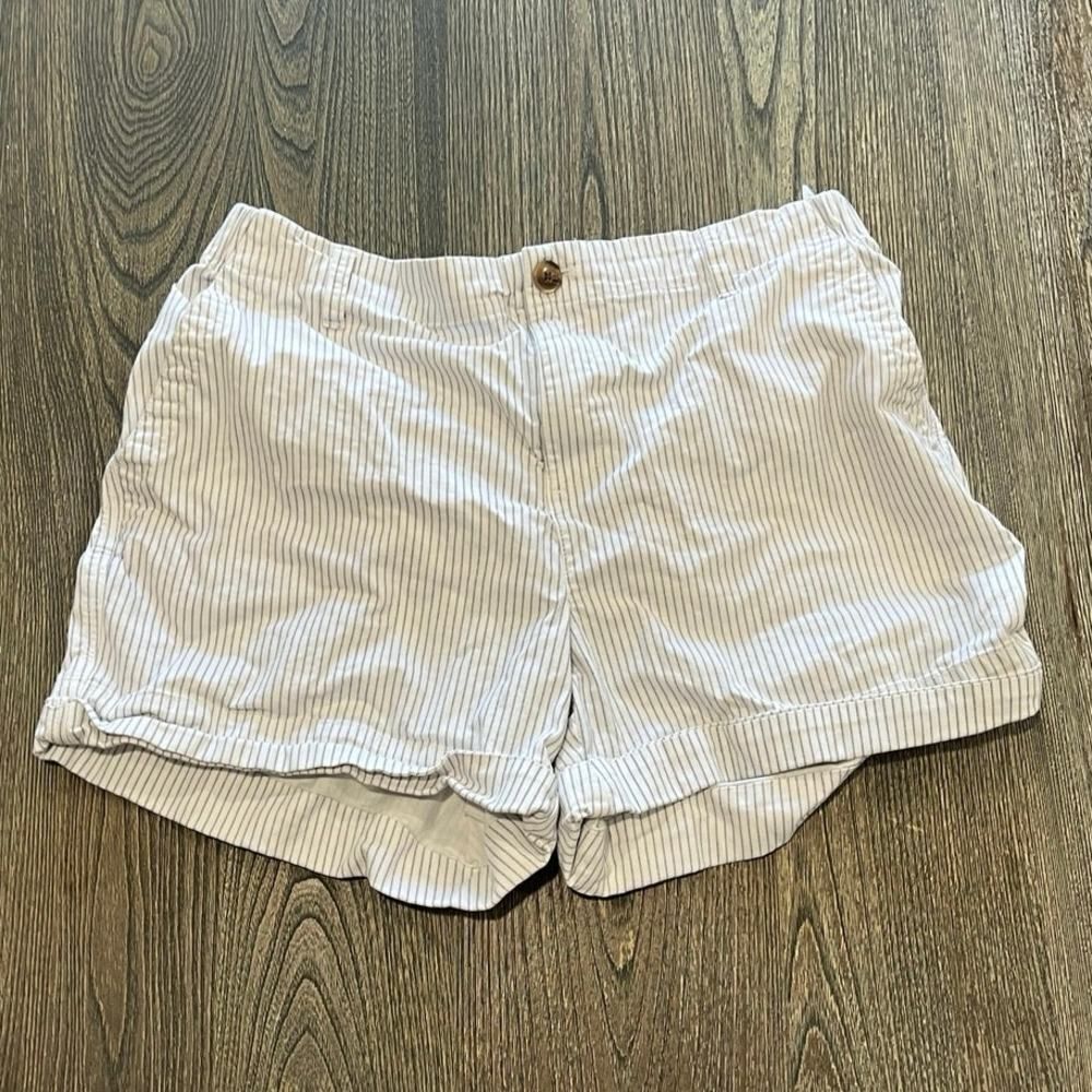 Old Navy Everyday Shorts High Rise Cotton Blend Stretch Stripe Blue White Size L